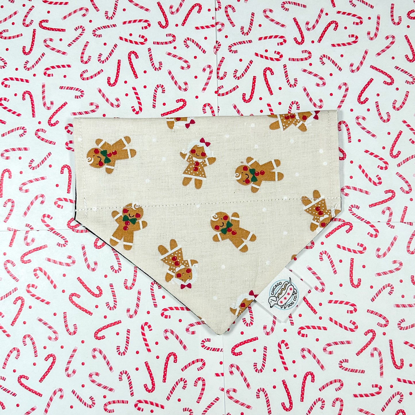 Gingerbread & Holly Reversible Christmas Bandana