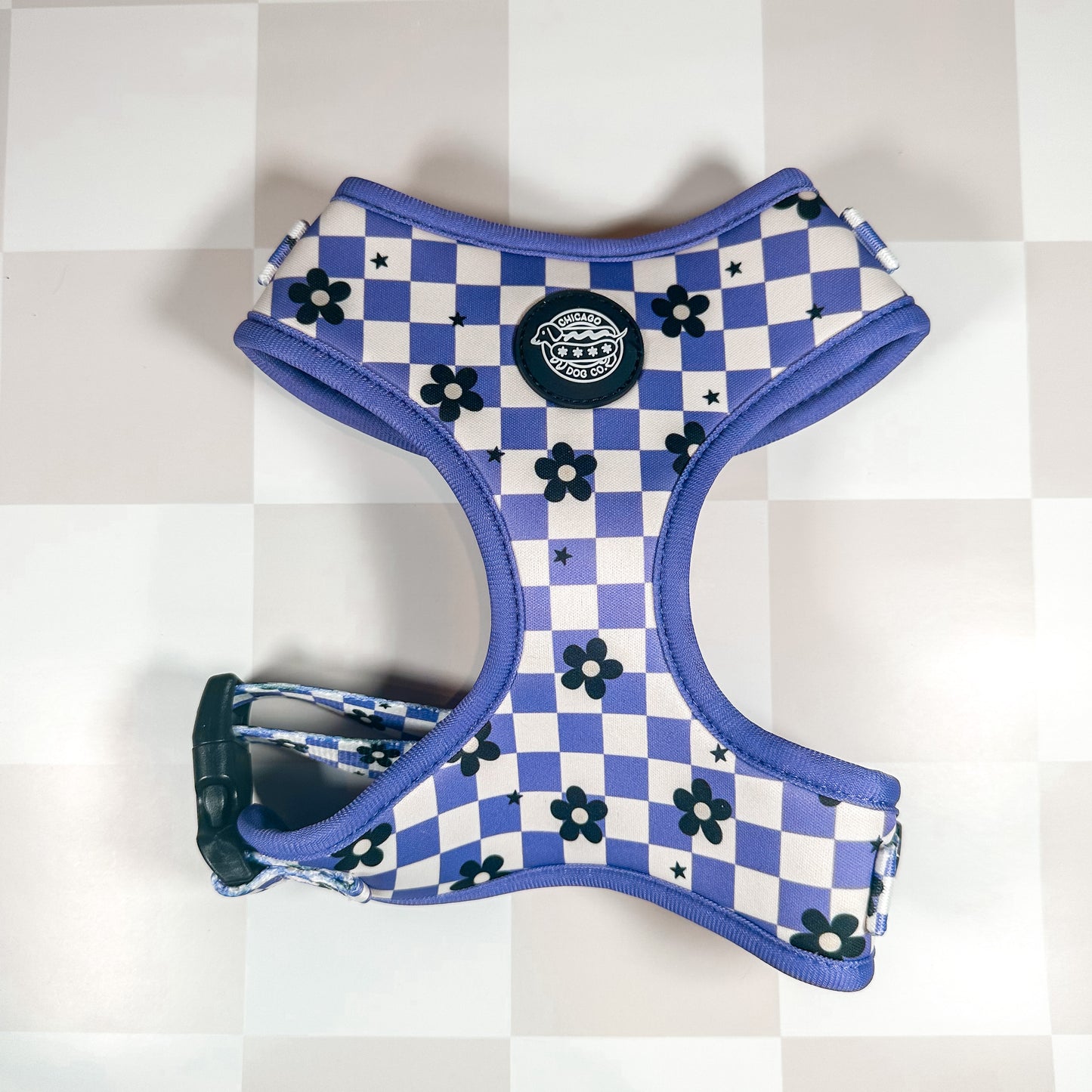 Purple Checkered Flower Harness