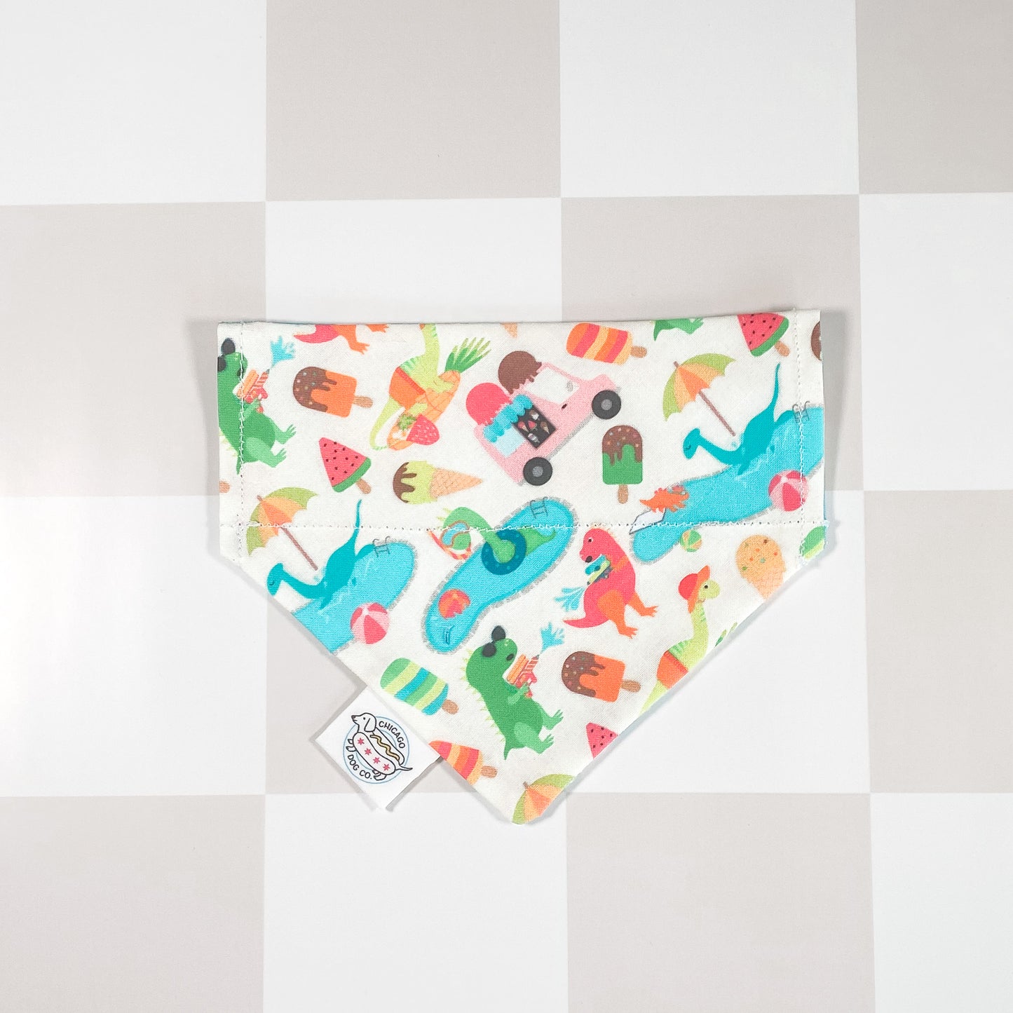 Dino Pool & Ice cream Party Reversible Bandana