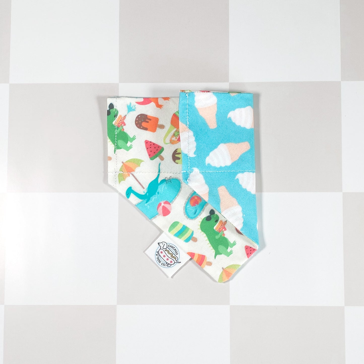 Dino Pool & Ice cream Party Reversible Bandana