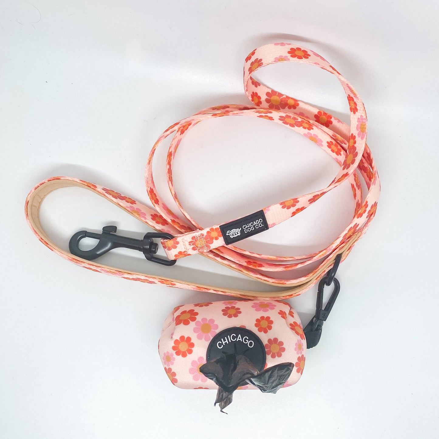 Flower Power Harness, Collar, Leash and Poop Bag Holder Bundle