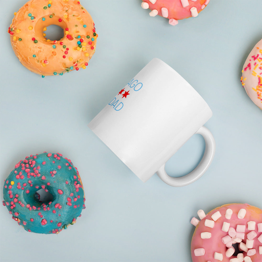Chicago Dog Dad White glossy mug
