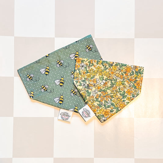 Bee and Floral Reversible Dog and Cat Bandana