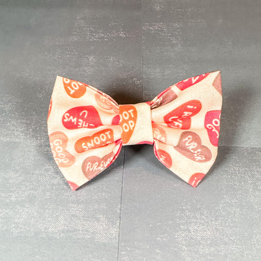 Puppy Candy Hearts Valentines Day Bow Tie