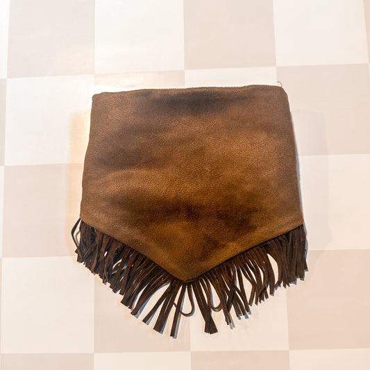 Brown Suede Fringe Pet Bandana