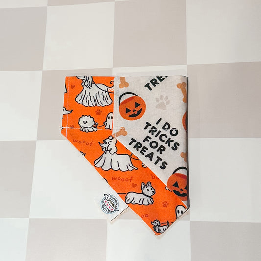 Tricks for Treats Halloween Fall Reversible Pet Bandana
