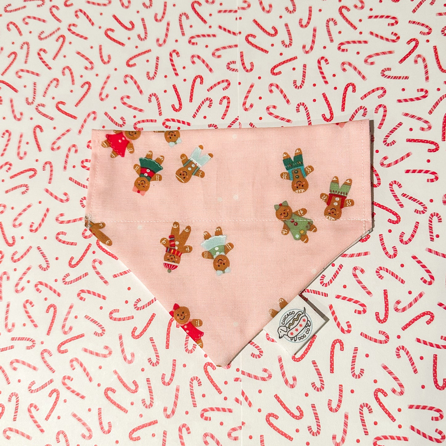 Pink Pastel Gingerbread Reversible Christmas Bandana