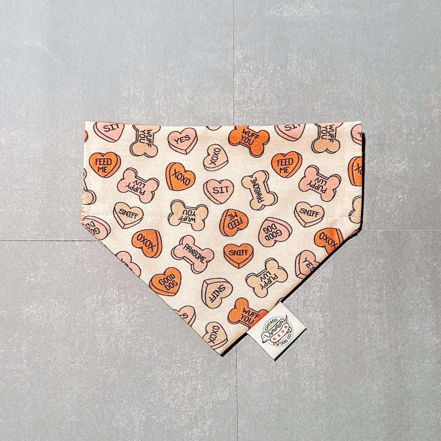 Puppy Candy Hearts and Teddy Bear Desserts Valentines Day Reversible Bandana