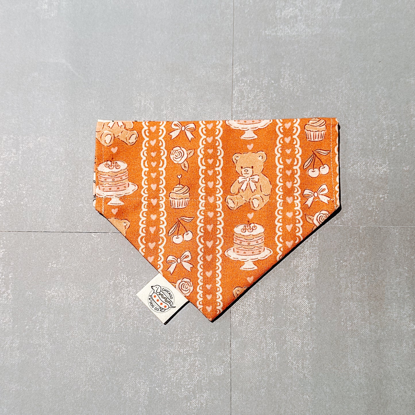 Puppy Candy Hearts and Teddy Bear Desserts Valentines Day Reversible Bandana