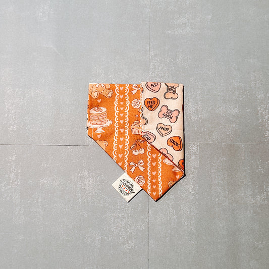 Puppy Candy Hearts and Teddy Bear Desserts Valentines Day Reversible Bandana