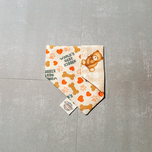 Worlds Best Kisser and Teddy Bear Valentines Day Reversible Bandana