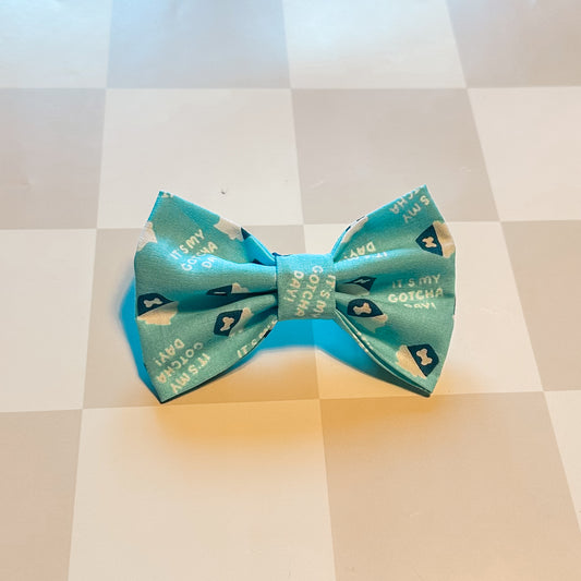 Blue Bow Tie with It's My Gotcha Day on it and cupcakes