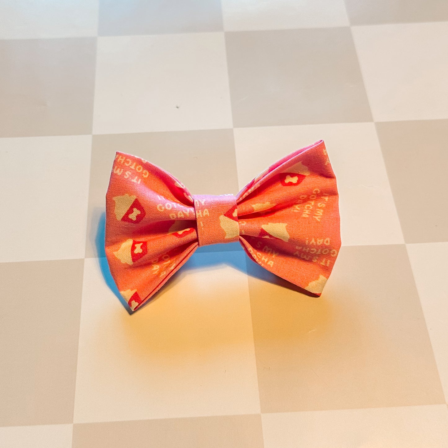 Pink Gotcha Day Pet Bow Tie with Cupcakes