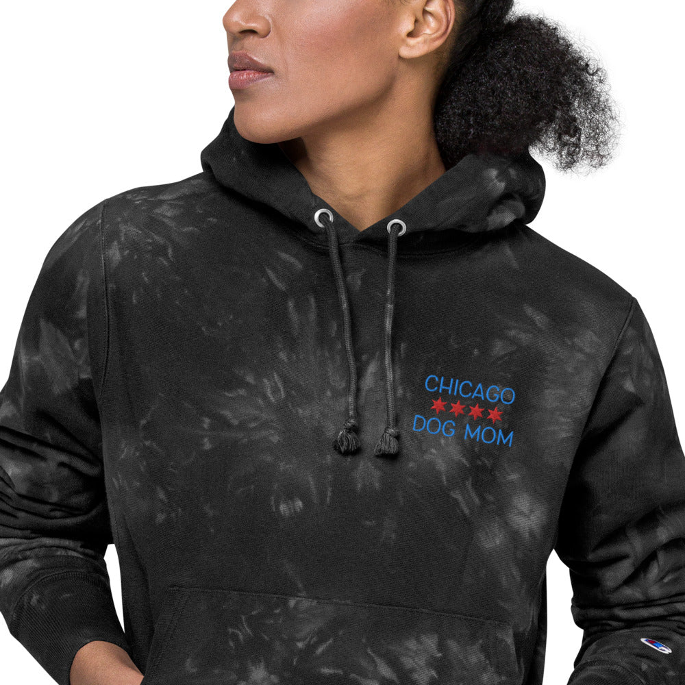 Chicago Dog Mom Unisex Champion tie dye hoodie Chicago Dog Co